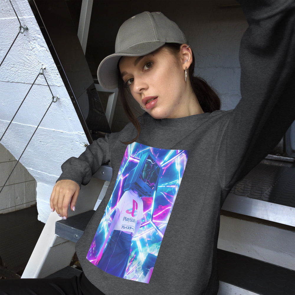 sweatshirt-pullover-video-game-purple-design-snapnote-streetwear-dark-heather-woman-front