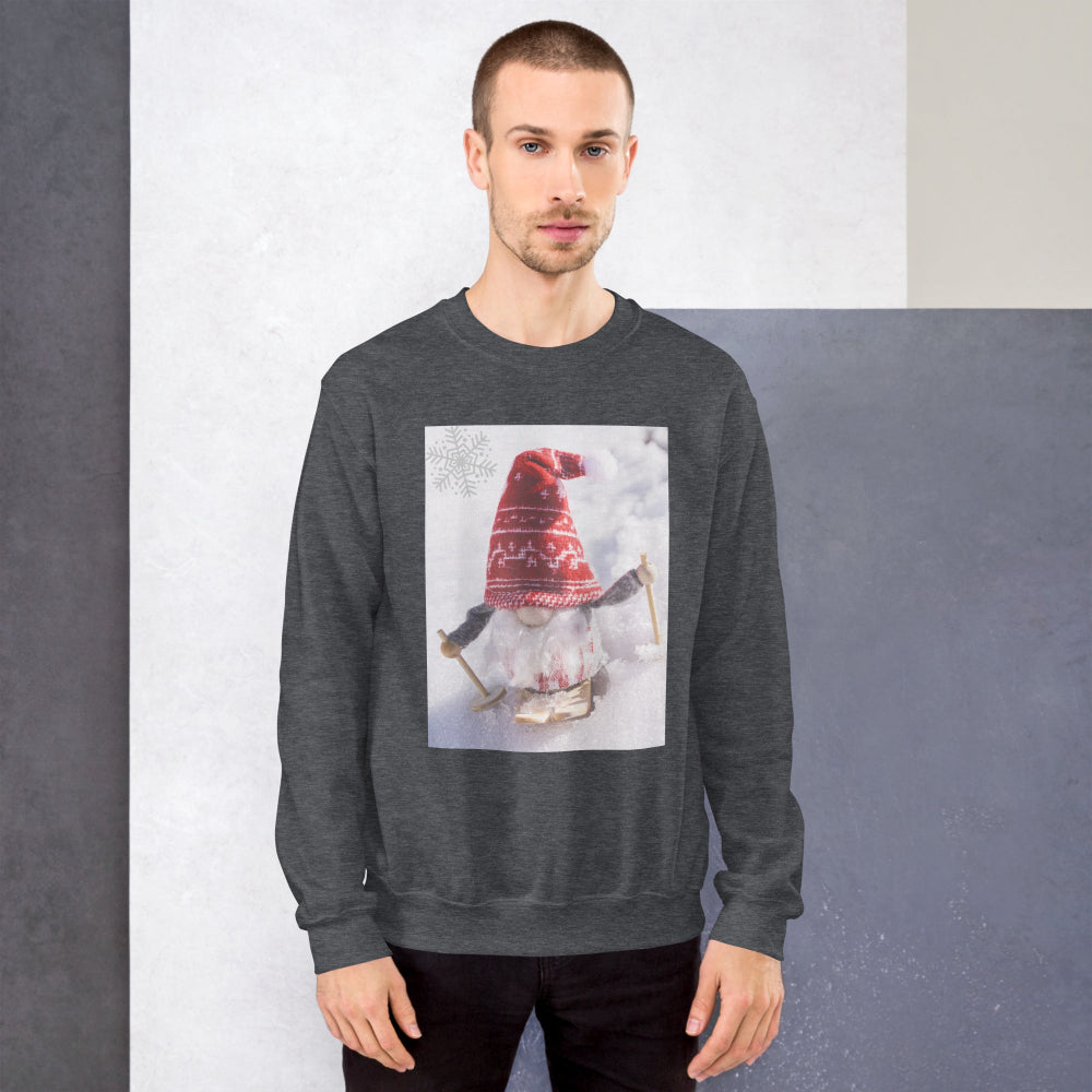 sweatshirt-pullover-xmas-elf-snow-ski-red-design-snapnote-streetwear-dark-heather-man-front