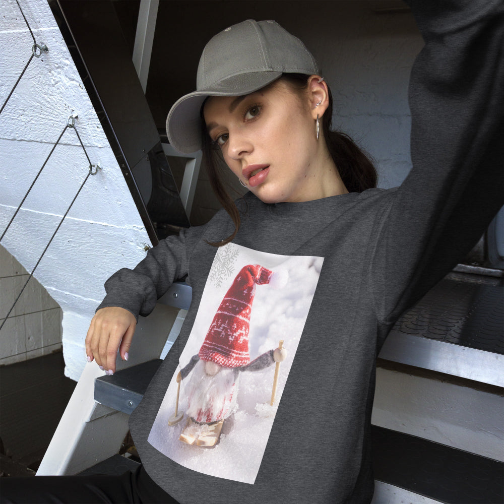 sweatshirt-pullover-xmas-elf-snow-ski-red-design-snapnote-streetwear-dark-heather-woman-front