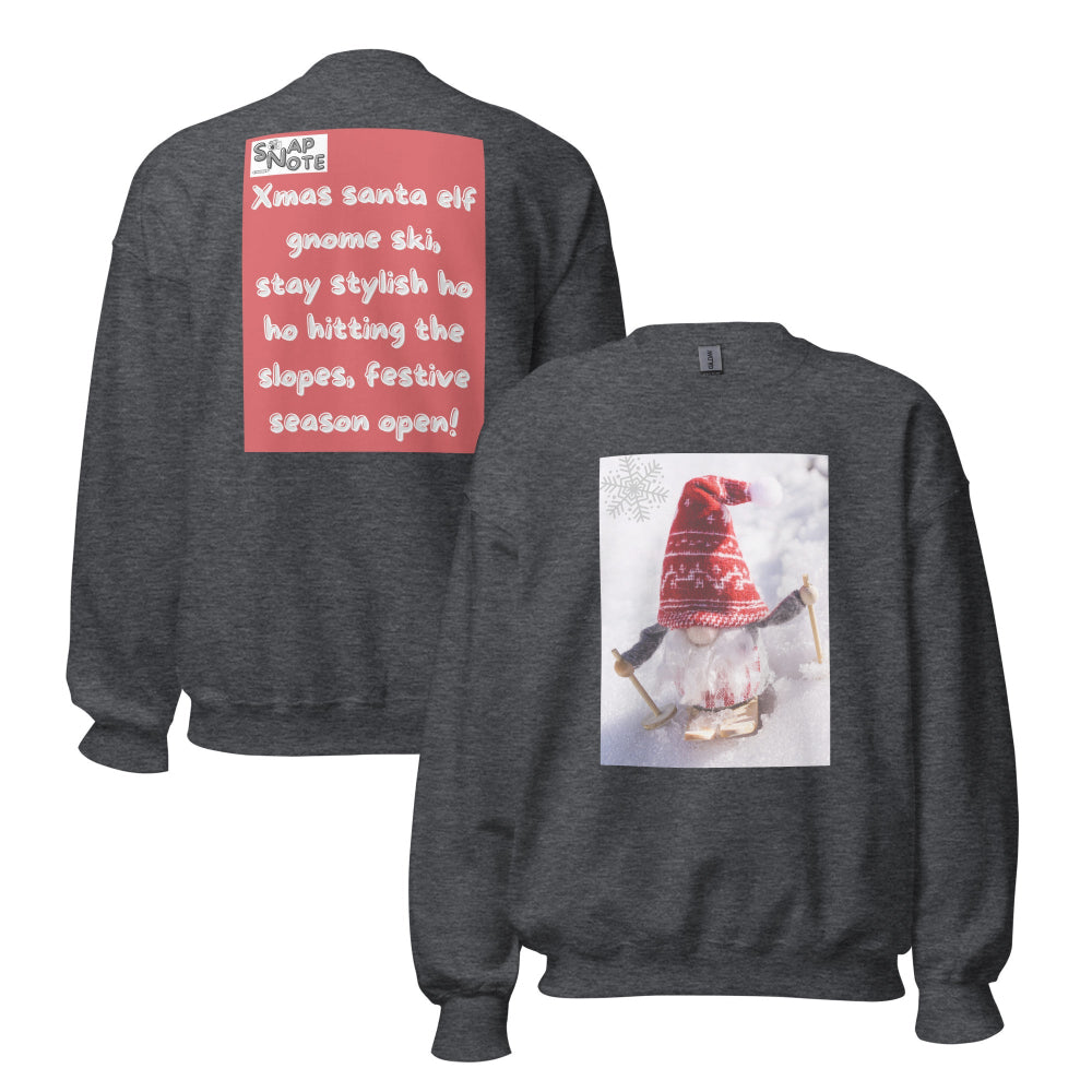 sweatshirt-pullover-xmas-elf-snow-ski-red-design-snapnote-streetwear-dark-heather