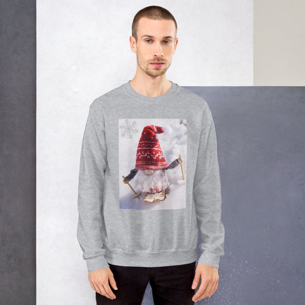 sweatshirt-pullover-xmas-elf-snow-ski-red-design-snapnote-streetwear-sport-grey-man-front
