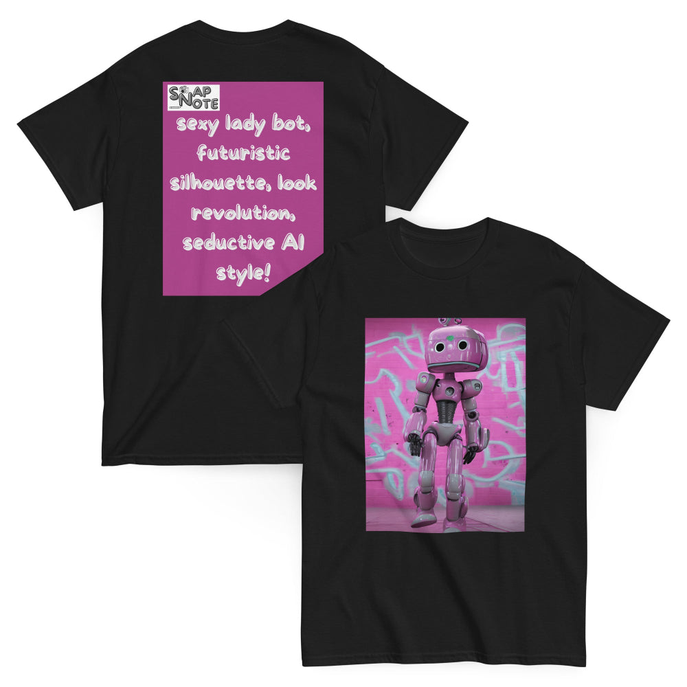 t-shirt-classic-graphic-lady-robot-pink-design-snapnote-streetwear-black
