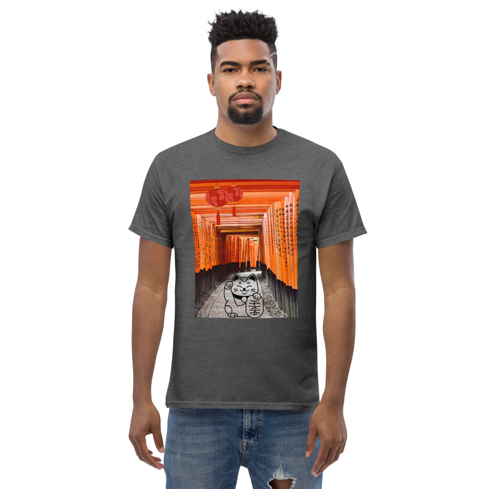 t-shirt-classic-graphic-maneki-neko-japan-orange-design-snapnote-streetwear-dark-heather-man-front