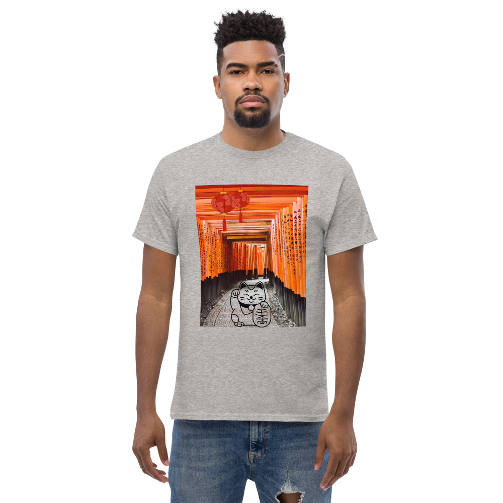 t-shirt-classic-graphic-maneki-neko-japan-orange-design-snapnote-streetwear-sport-grey-man-front