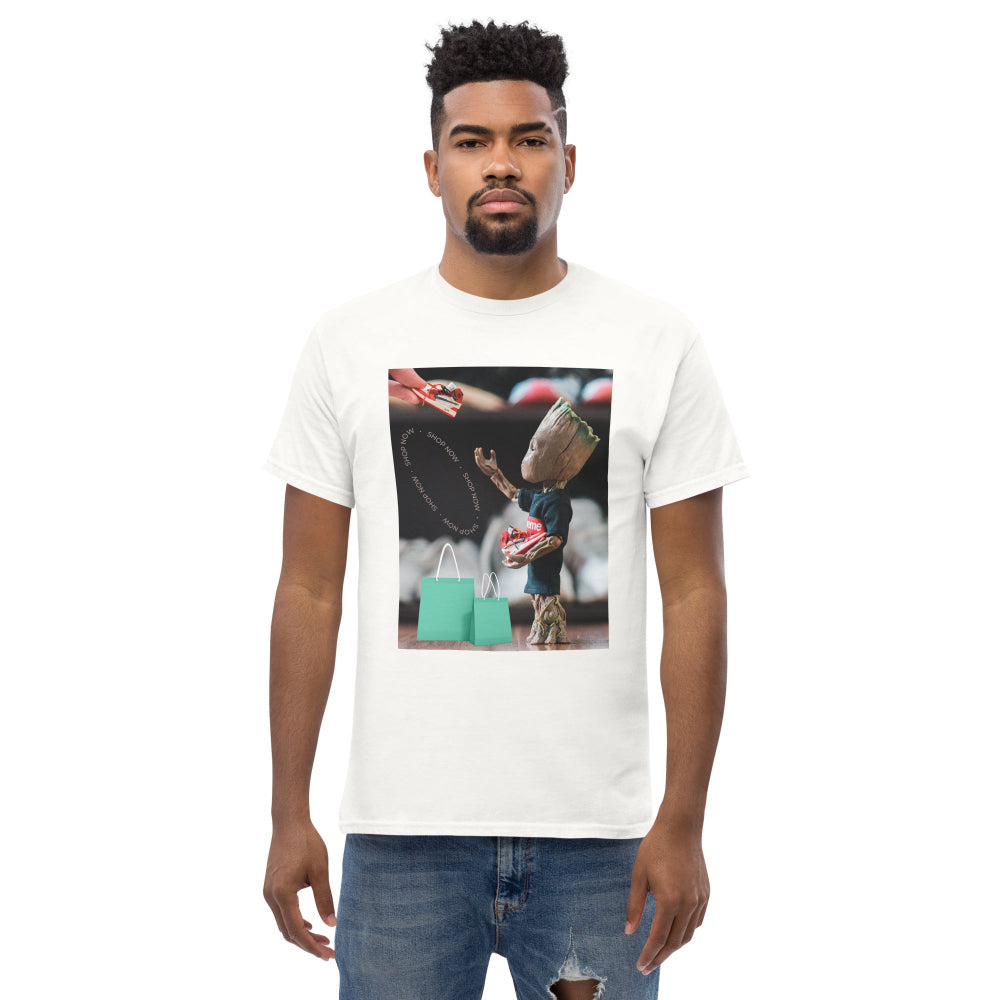 t-shirt-classic-graphic-superhero-shopping-blue-design-snapnote-streetwear-white-man-front