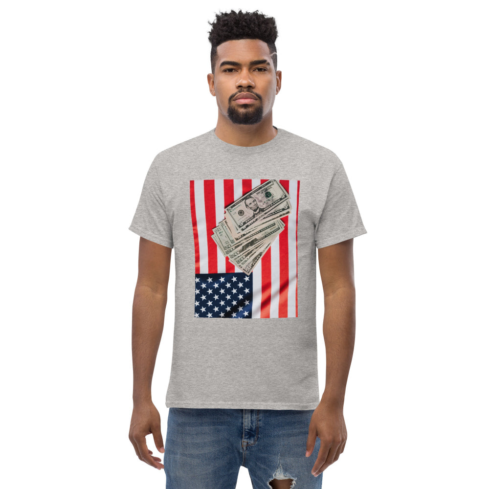 t-shirt-classic-graphic-usa-flag-dollars-beige-design-snapnote-streetwear-sport-grey-man-front