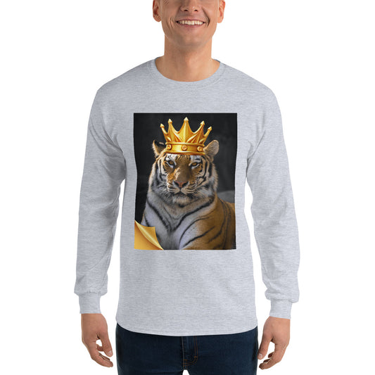 t-shirt-long-sleeves-crown-tiger-grey-design-snapnote-streetwear-sport-grey-man-front
