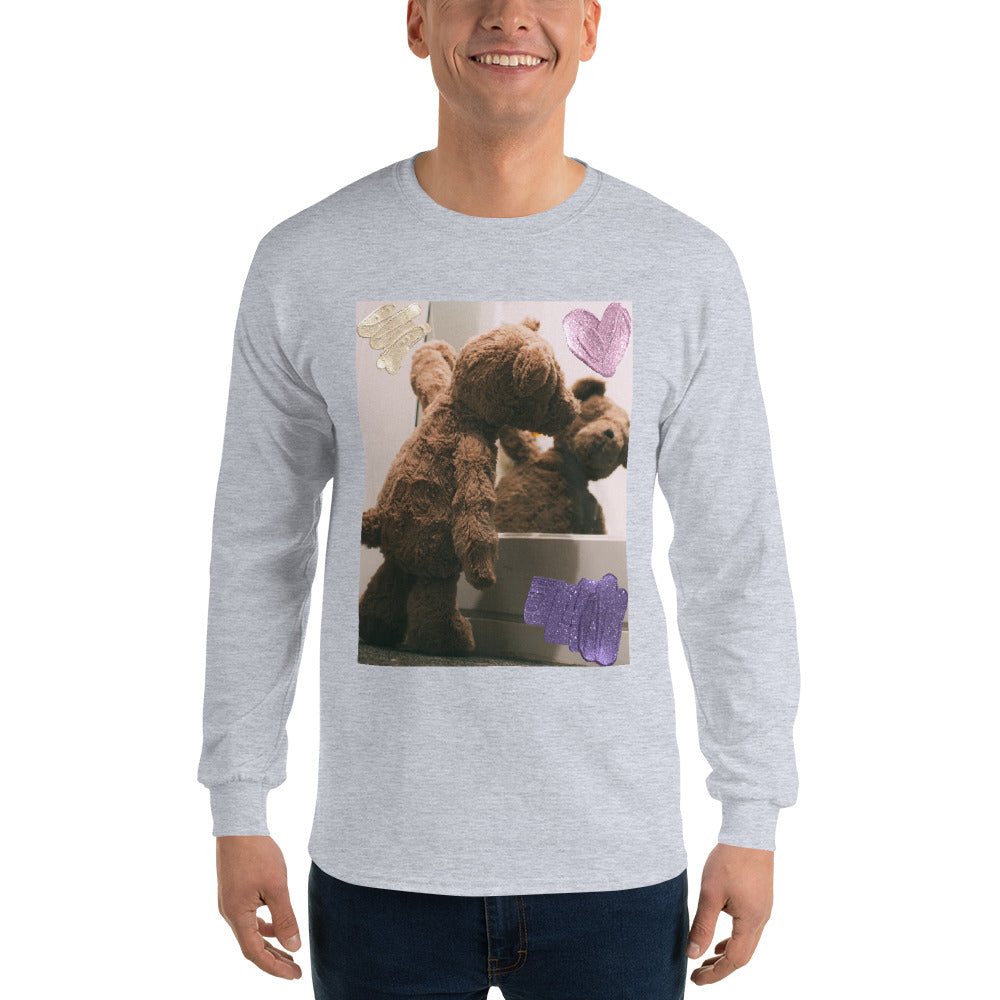 t-shirt-long-sleeves-cute-teddy-bear-pink-design-snapnote-streetwear-sport-grey-man-front