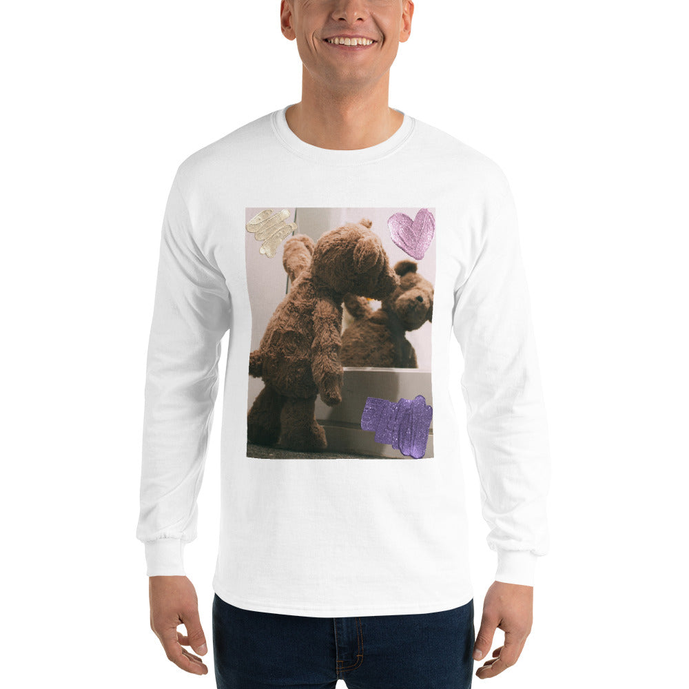t-shirt-long-sleeves-cute-teddy-bear-pink-design-snapnote-streetwear-white-man-front