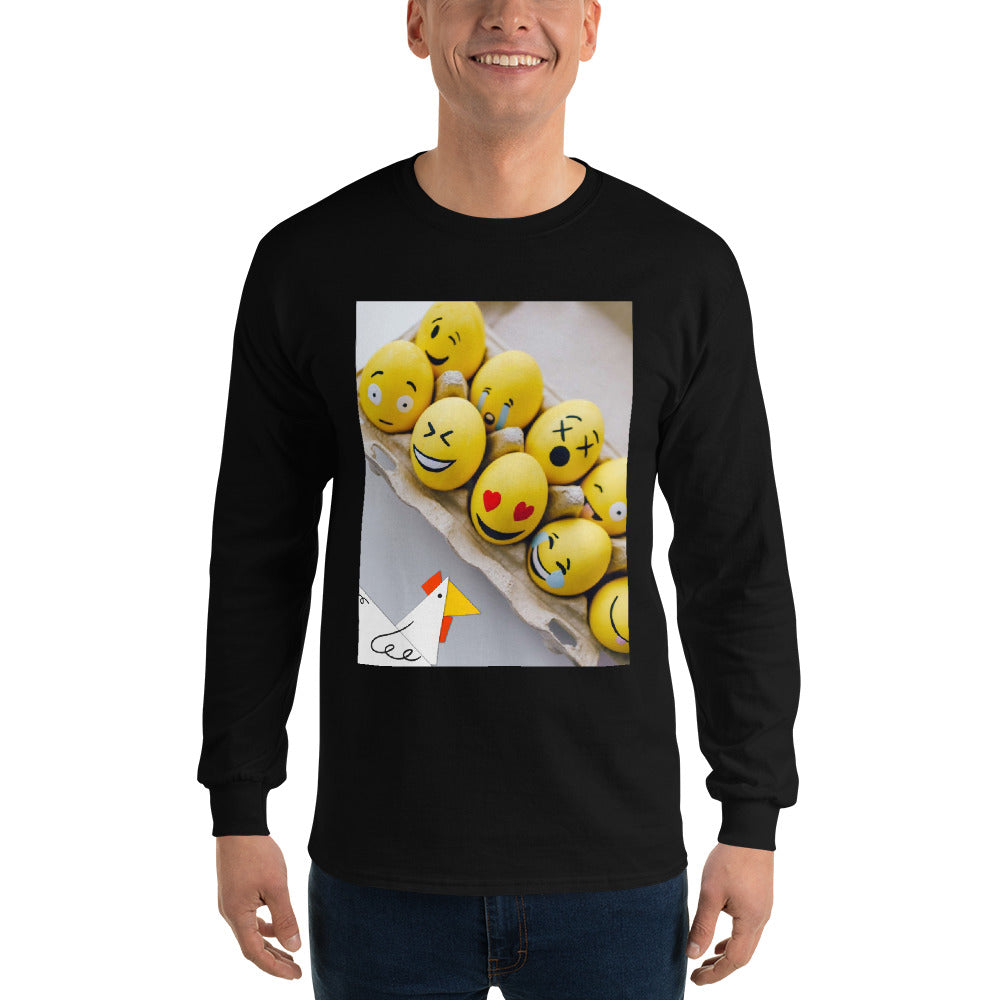 t-shirt-long-sleeves-emoji-emoticon-blue-design-snapnote-streetwear-black-man-front