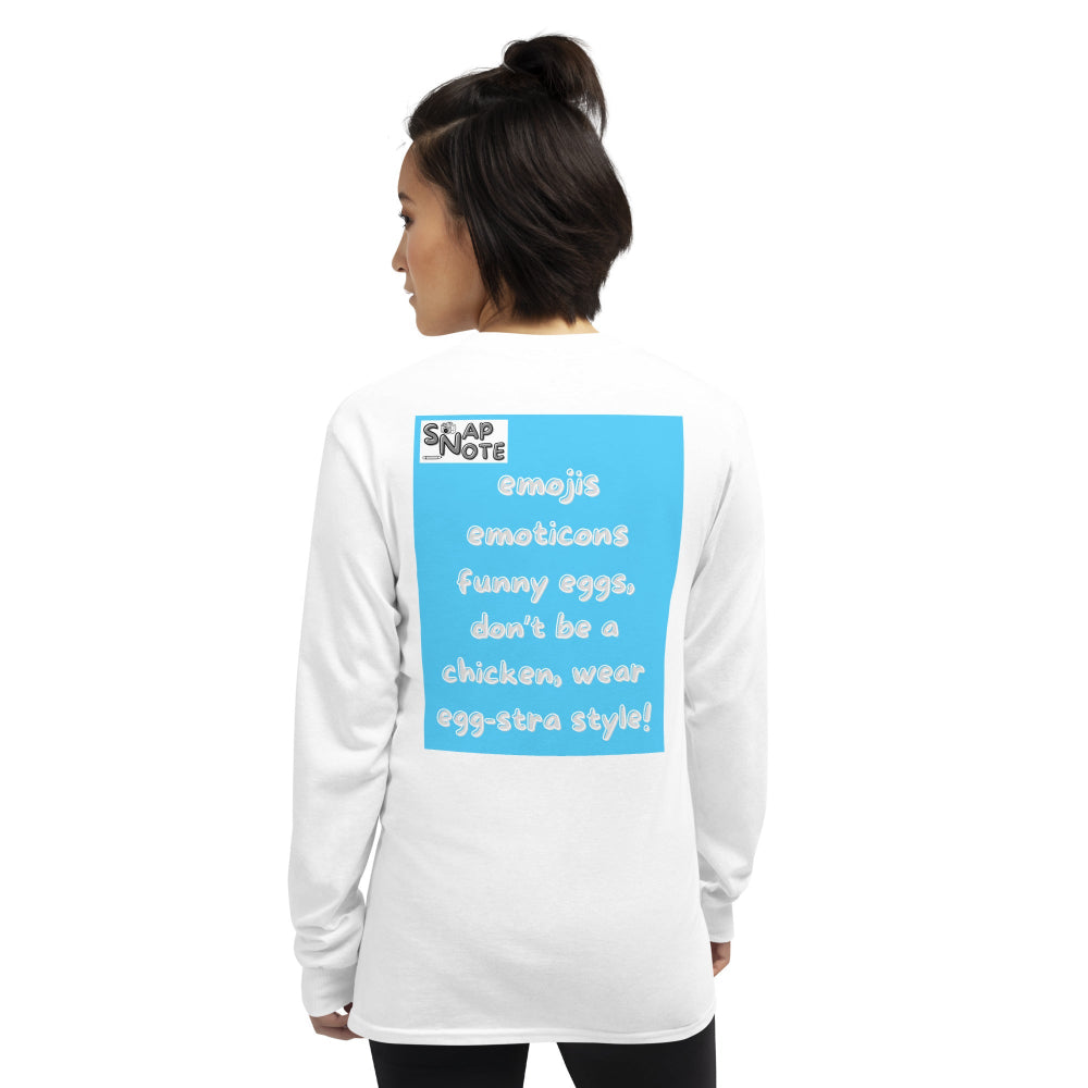 t-shirt-long-sleeves-emoji-emoticon-blue-design-snapnote-streetwear-white-woman-back