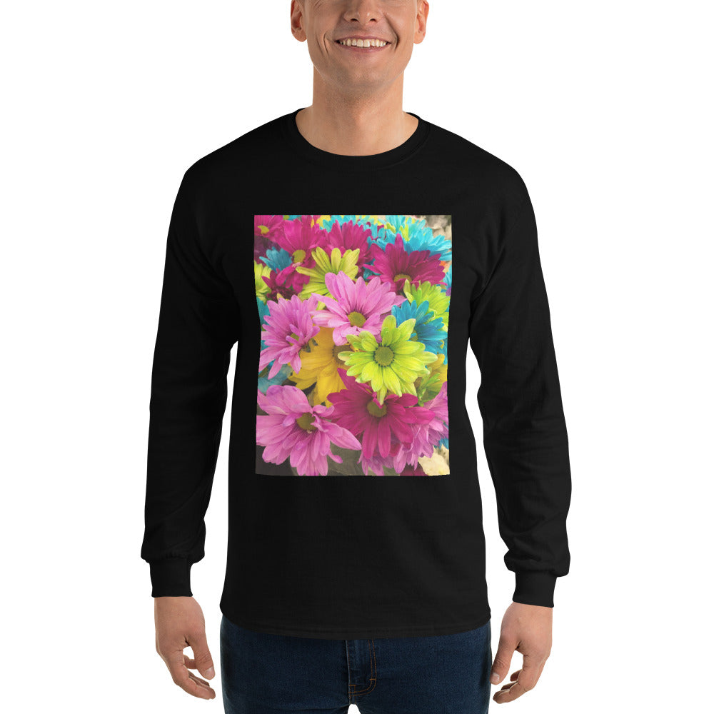 t-shirt-long-sleeves-hippie-flowers-green-design-snapnote-streetwear-black-man-front