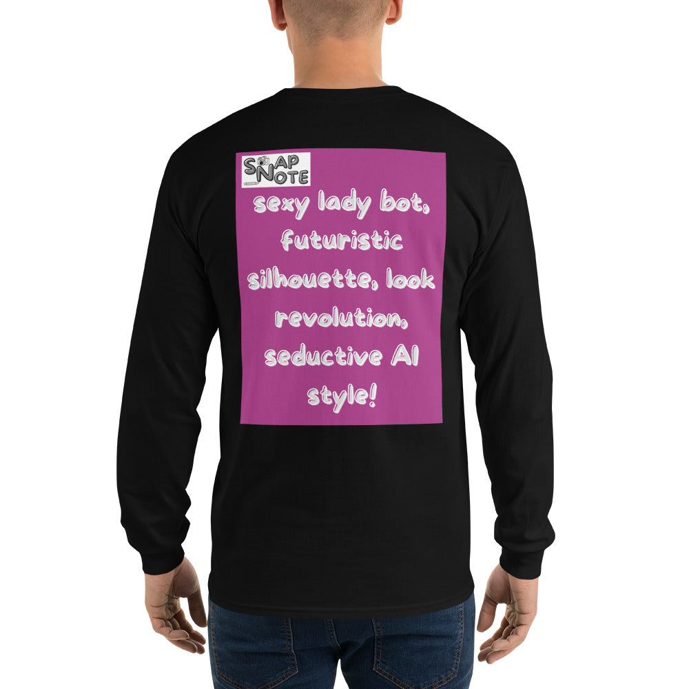 t-shirt-long-sleeves-lady-robot-pink-design-snapnote-streetwear-black-man-back