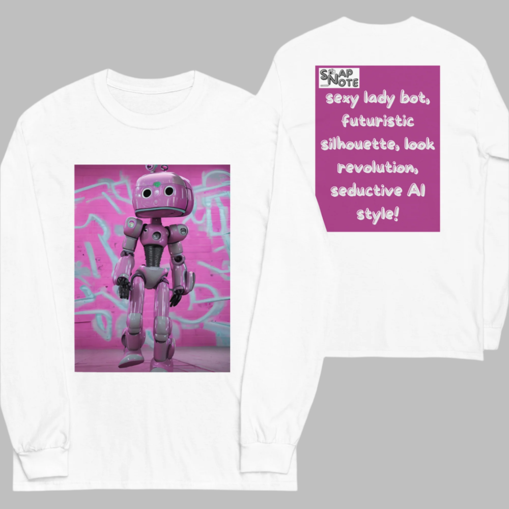 t-shirt-long-sleeves-lady-robot-pink-design-snapnote-streetwear-white