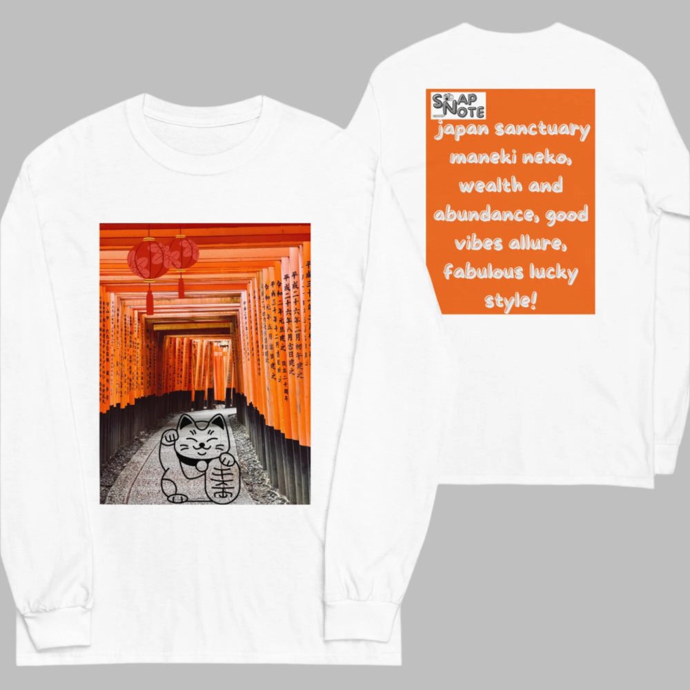 t-shirt-long-sleeves-maneki-neko-japan-orange-design-snapnote-streetwear-white