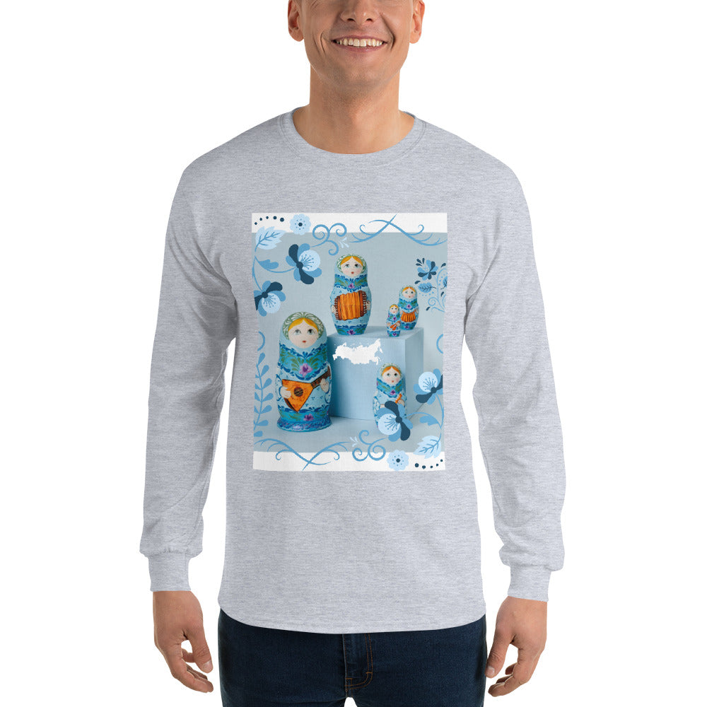 t-shirt-long-sleeves-matrioshkas-russia-blue-design-snapnote-streetwear-sport-grey-man-front