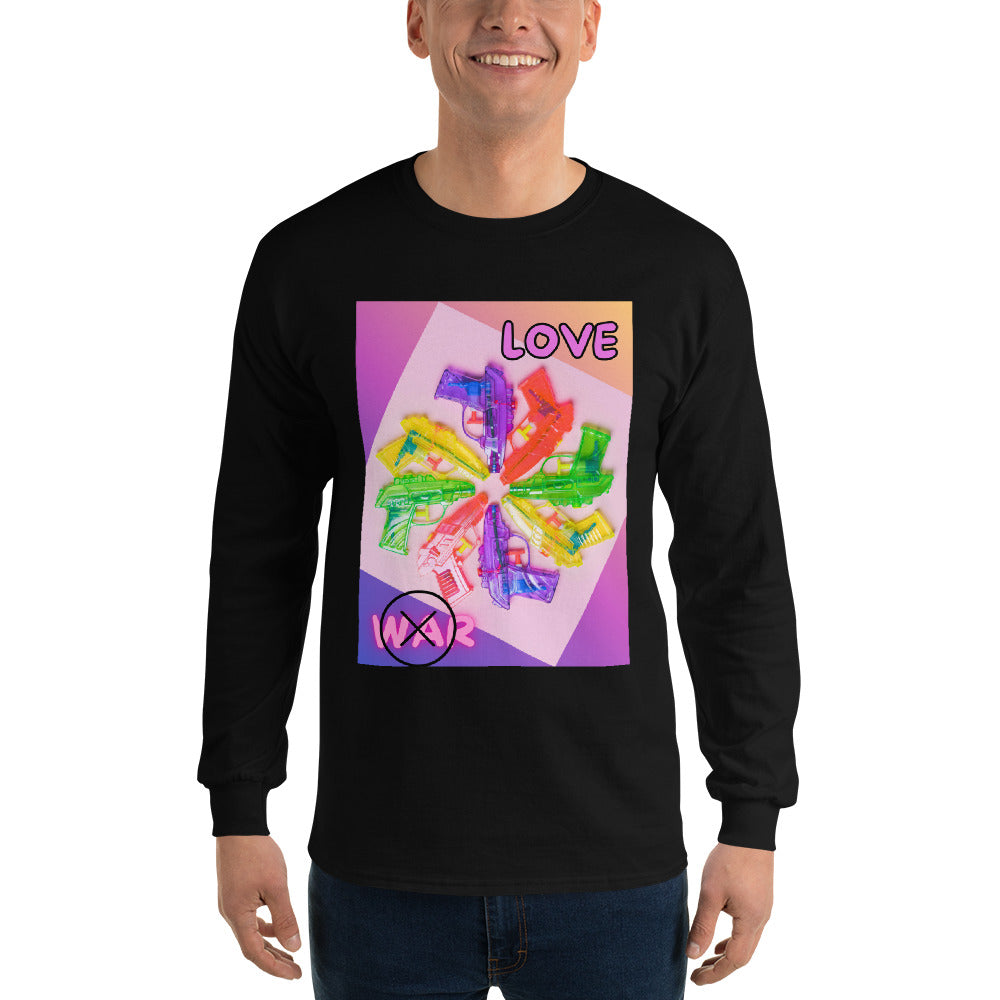 t-shirt-long-sleeves-peace-and-love-pink-design-snapnote-streetwear-black-man-front