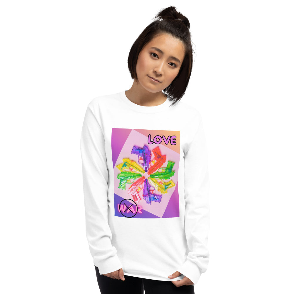 t-shirt-long-sleeves-peace-and-love-pink-design-snapnote-streetwear-white-woman-front