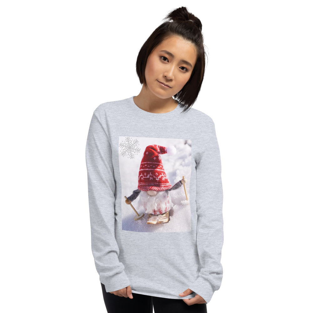 t-shirt-long-sleeves-xmas-elf-snow-ski-red-design-snapnote-streetwear-sport-grey-woman-front